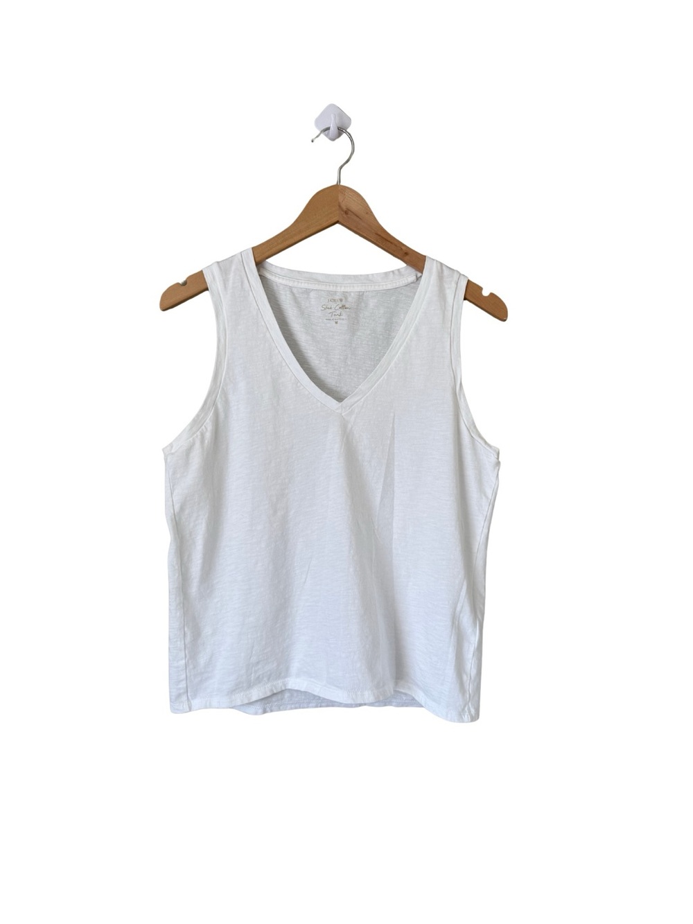 J. Crew Slub Cotton V Neck White Tank - Size Medium
